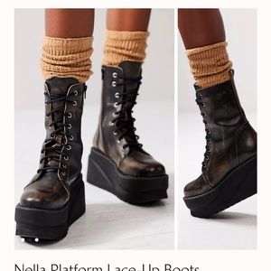 Free people Nella Platform Lace-Up Boots